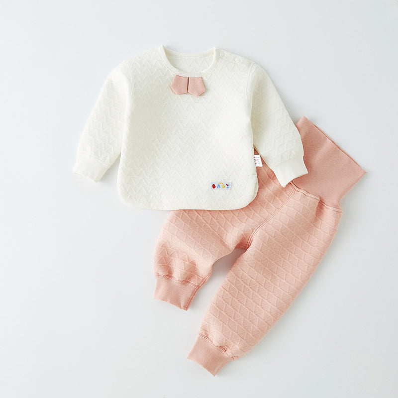 Baby warm suit spring and autumn cotton high waist belly protection underwear thickening boys autumn clothes long pants boys baby home clothes eprolo