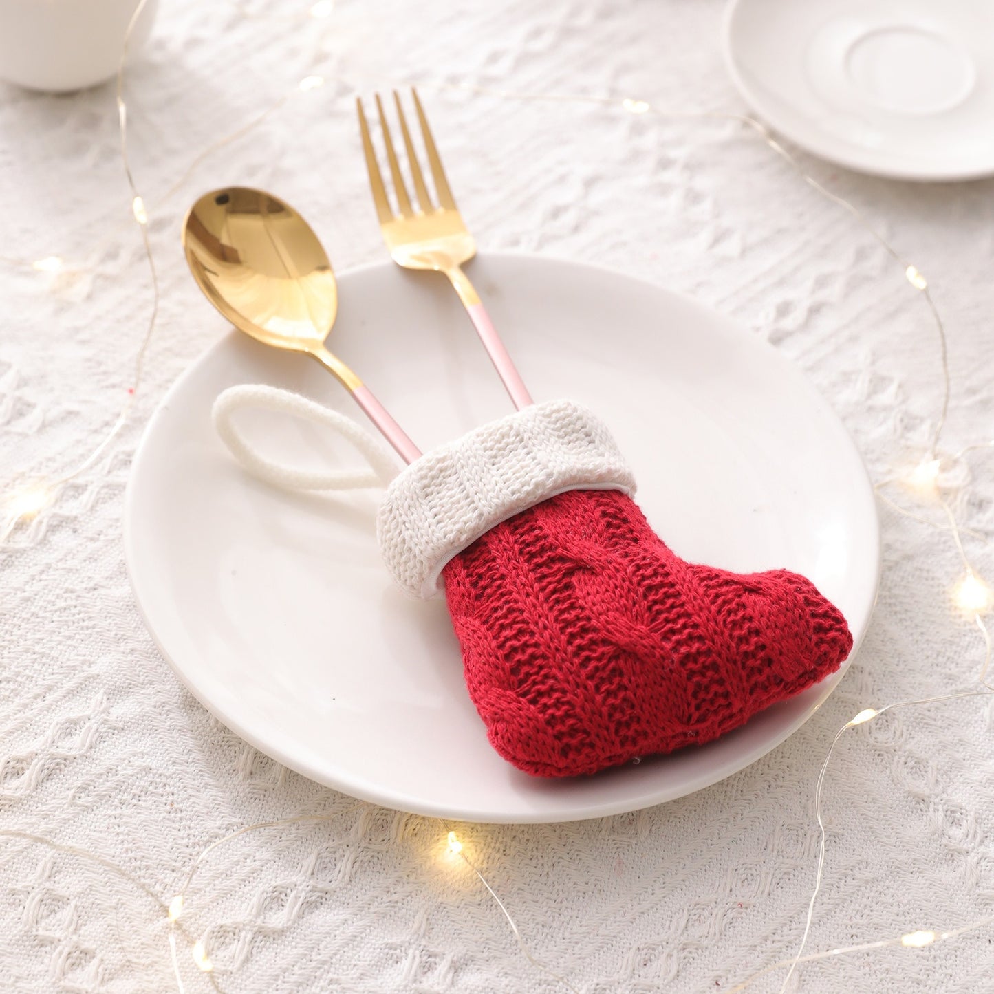 Christmas Decoration Mini Knitted Socks Christmas Tableware Set Knife and Fork Set Socks Home Decoration Products eprolo