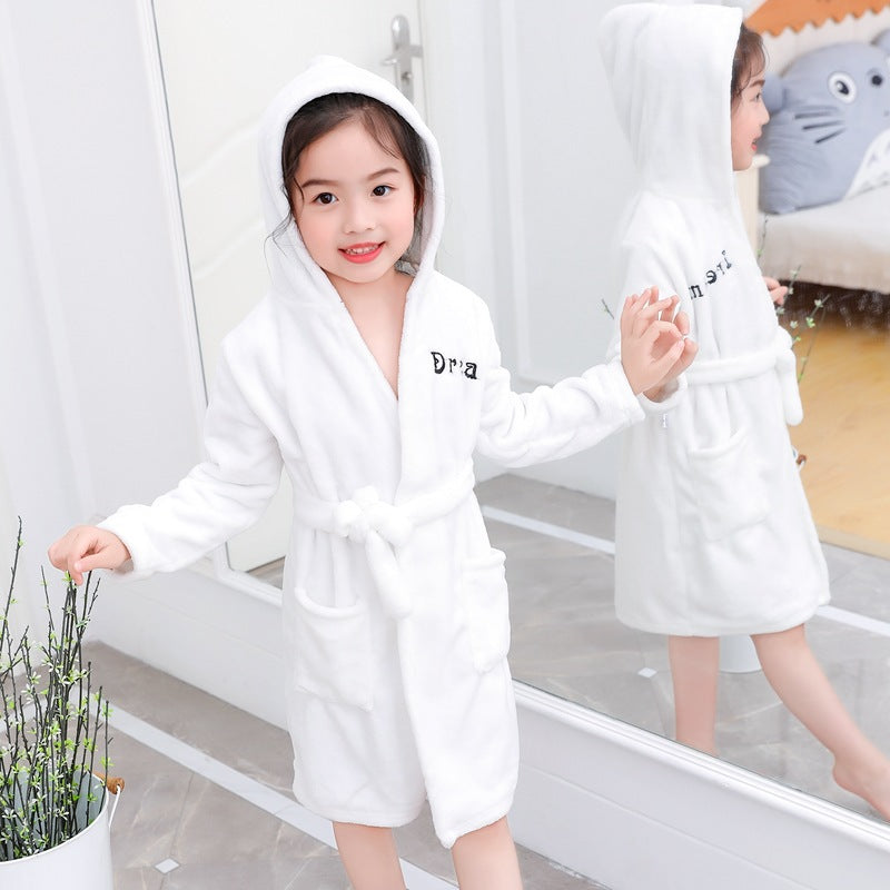 New Children's Clothing Home Clothes Male And Female Baby Bathrobe Cartoon Flannel Hooded Children's Nightgown eprolo