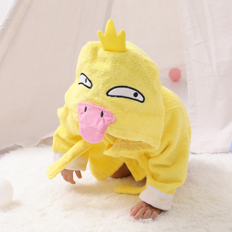 Children's Cardigan Hooded Animal Bathrobe Baby Home Clothes Cotton Towel Material Baby Absorbent Bath Towel eprolo