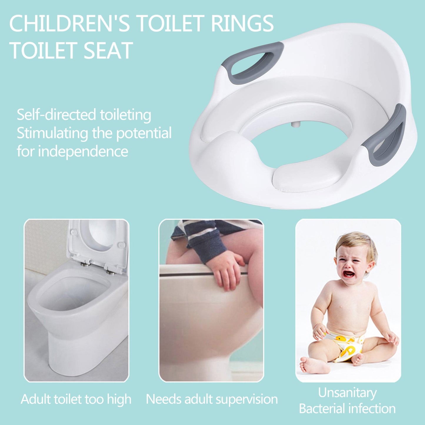 Toilet Seats for Children Baby Handles Backrest Baby Unisex Potty Training Urinal Portable Commode Pew Ring Home Supplies eprolo