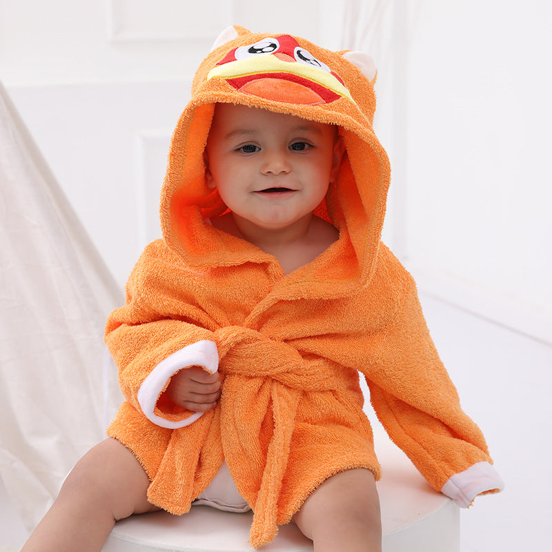 Children's Cardigan Hooded Animal Bathrobe Baby Home Clothes Cotton Towel Material Baby Absorbent Bath Towel eprolo