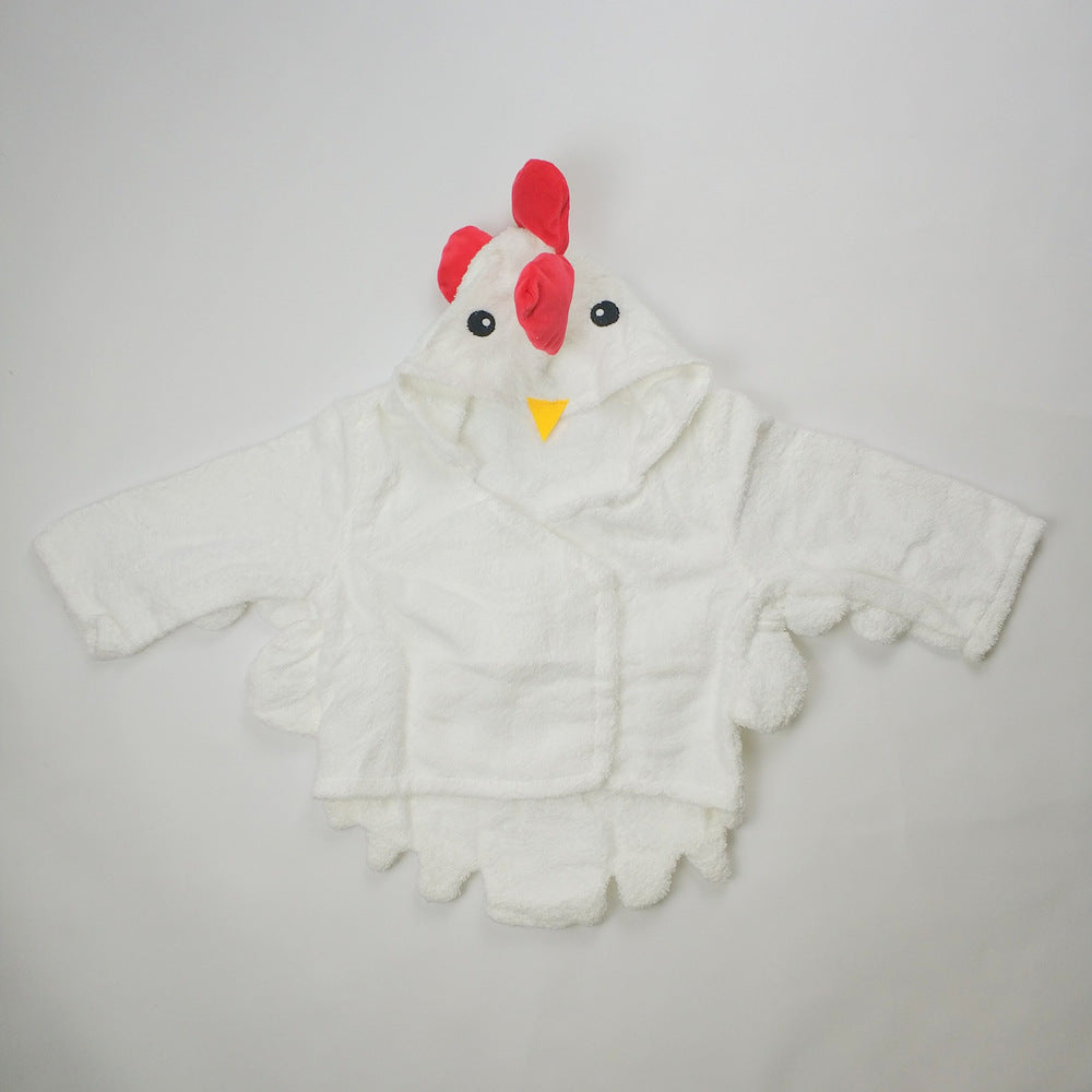 Children's Cardigan Hooded Animal Bathrobe Baby Home Clothes Cotton Towel Material Baby Absorbent Bath Towel eprolo