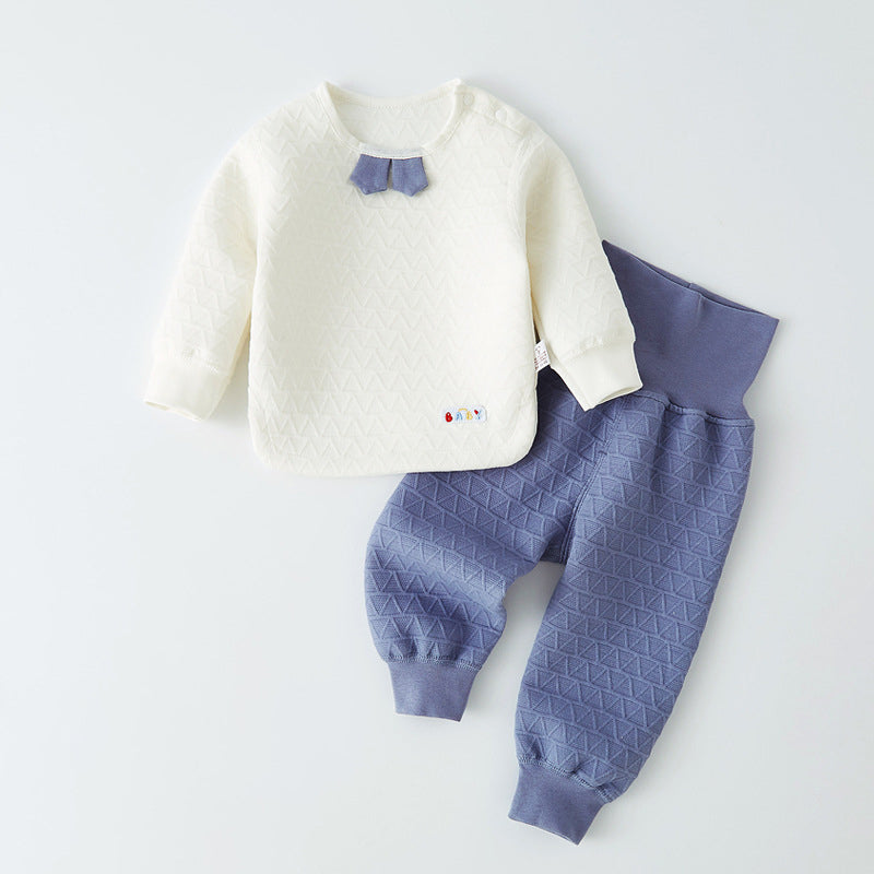 Baby warm suit spring and autumn cotton high waist belly protection underwear thickening boys autumn clothes long pants boys baby home clothes eprolo