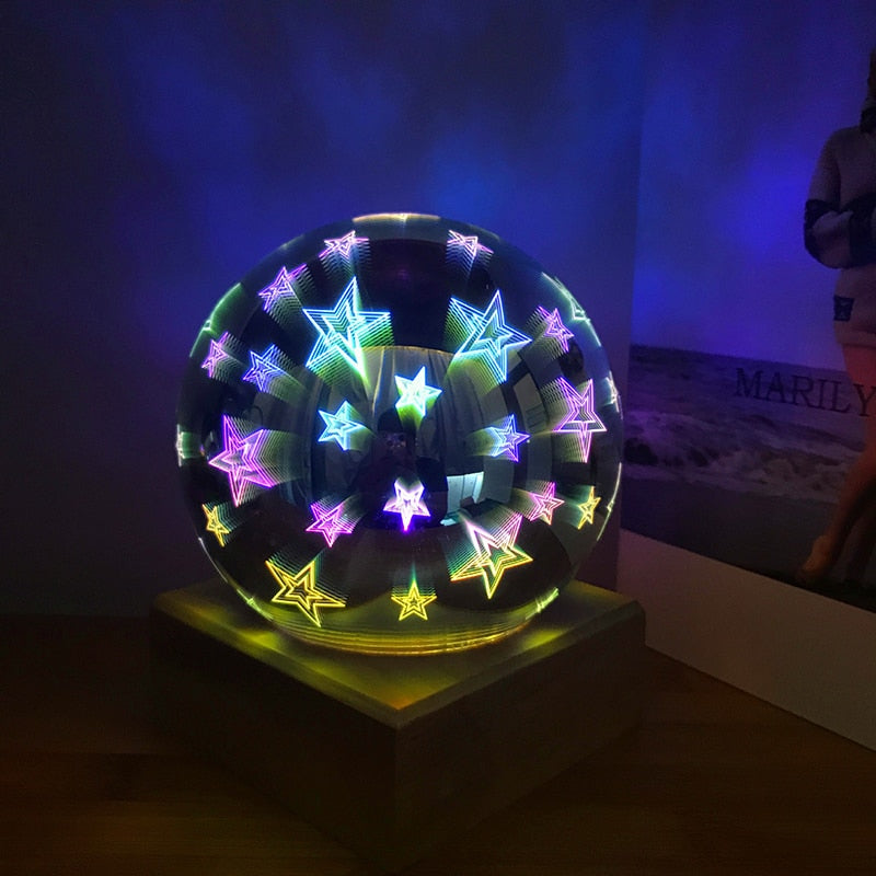 USB power supply 3D colorful crystal night light creative baby bedroom home decoration glass LED bedroom bedside table lamp eprolo