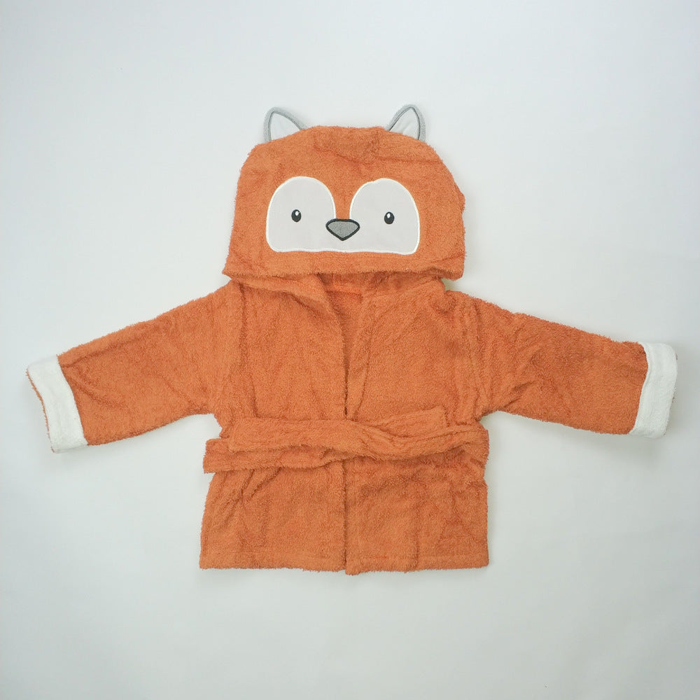 Children's Cardigan Hooded Animal Bathrobe Baby Home Clothes Cotton Towel Material Baby Absorbent Bath Towel eprolo