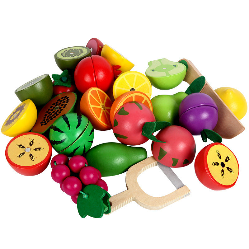 Children Wooden Magnetic Simulation Fruit And Vegetables Cut To See The Baby Cut To Play Home Kitchen Toys eprolo