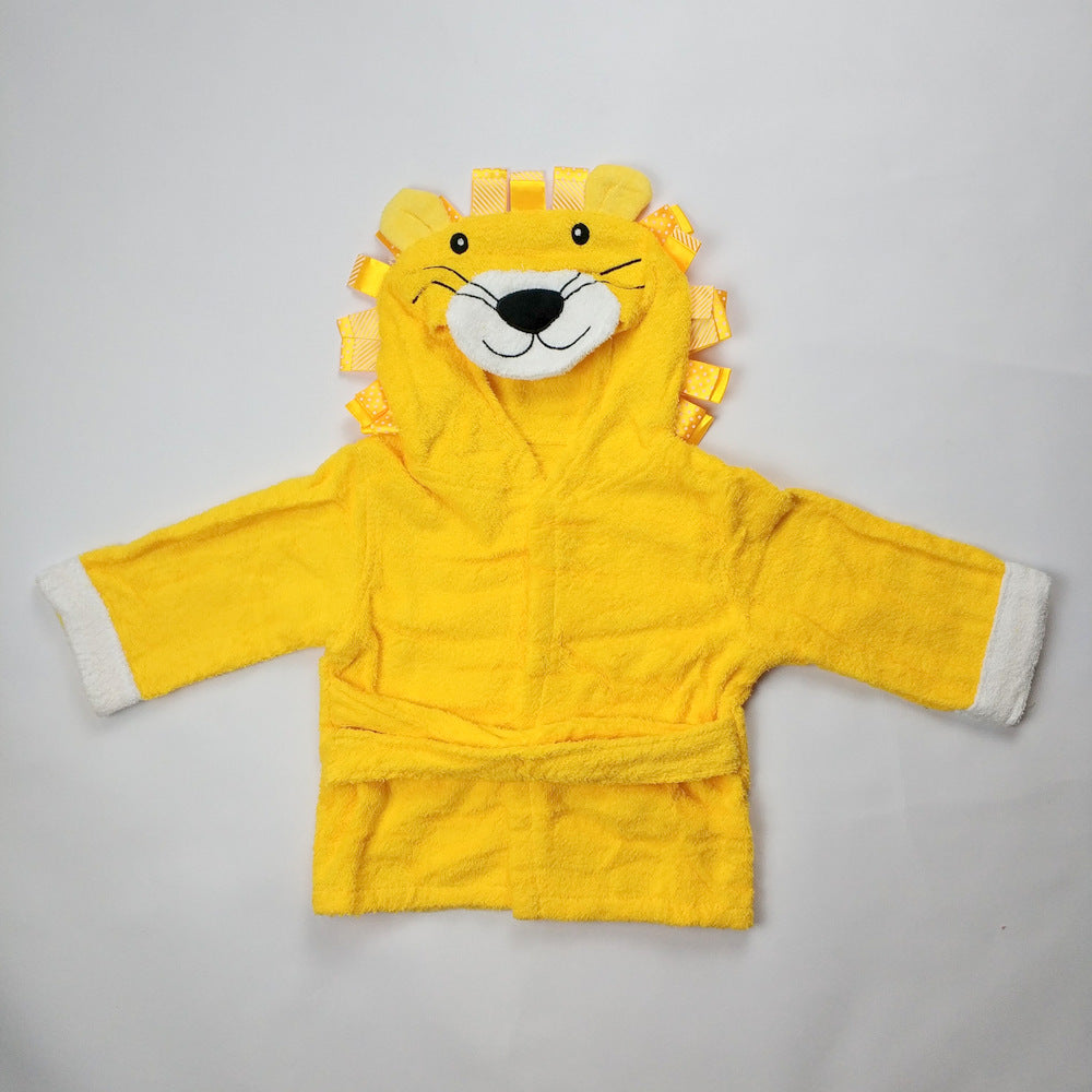 Children's Cardigan Hooded Animal Bathrobe Baby Home Clothes Cotton Towel Material Baby Absorbent Bath Towel eprolo