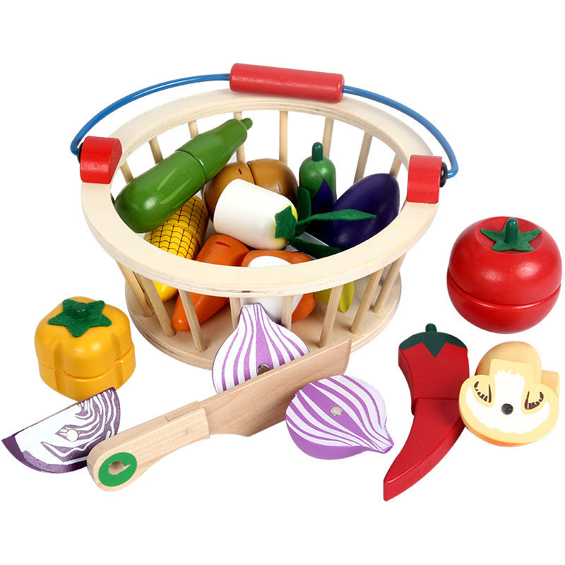 Children Wooden Magnetic Simulation Fruit And Vegetables Cut To See The Baby Cut To Play Home Kitchen Toys eprolo