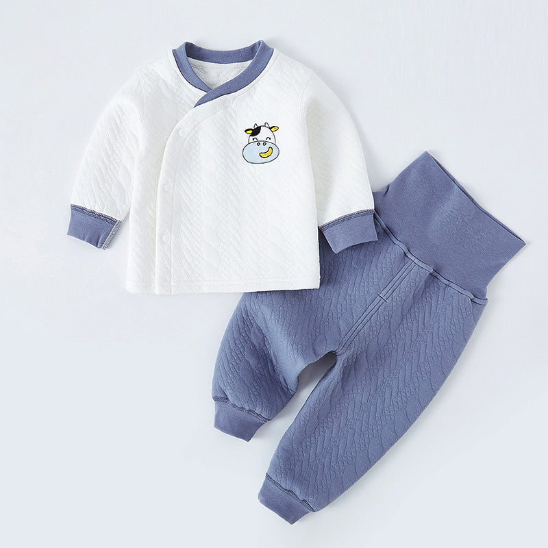 Baby warm suit spring and autumn cotton high waist belly protection underwear thickening boys autumn clothes long pants boys baby home clothes eprolo