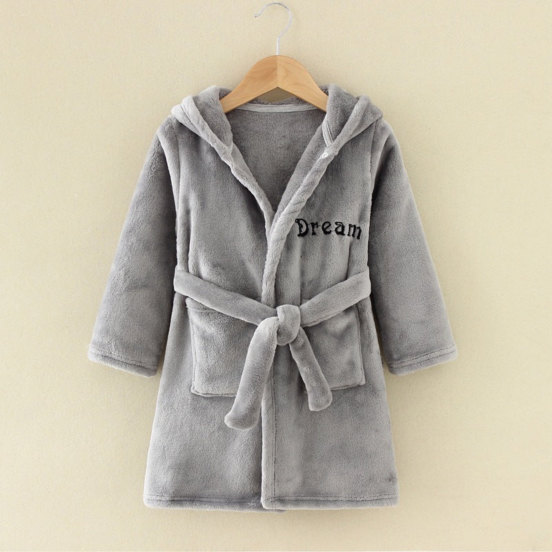 New Children's Clothing Home Clothes Male And Female Baby Bathrobe Cartoon Flannel Hooded Children's Nightgown eprolo