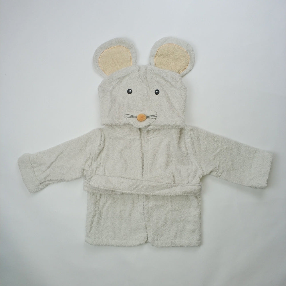 Children's Cardigan Hooded Animal Bathrobe Baby Home Clothes Cotton Towel Material Baby Absorbent Bath Towel eprolo