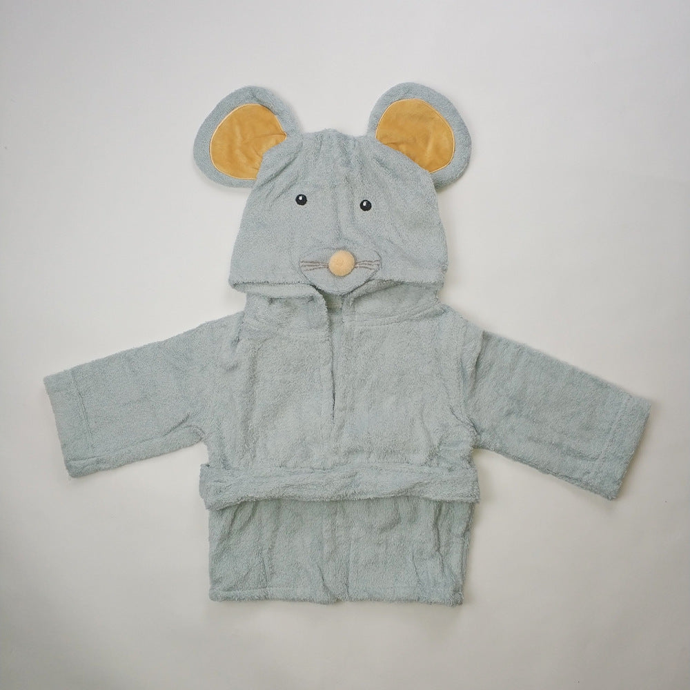 Children's Cardigan Hooded Animal Bathrobe Baby Home Clothes Cotton Towel Material Baby Absorbent Bath Towel eprolo