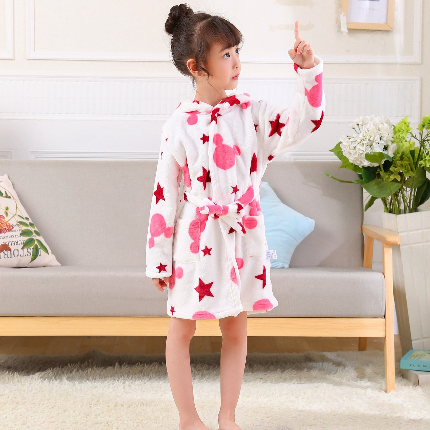 New Children's Clothing Home Clothes Male And Female Baby Bathrobe Cartoon Flannel Hooded Children's Nightgown eprolo