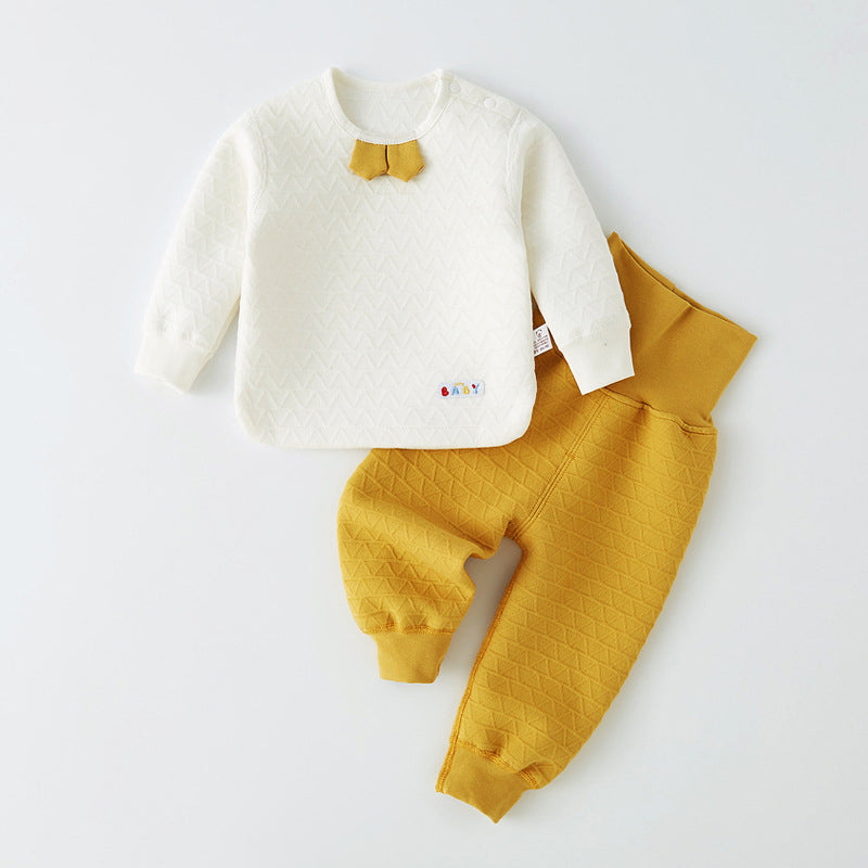 Baby warm suit spring and autumn cotton high waist belly protection underwear thickening boys autumn clothes long pants boys baby home clothes eprolo