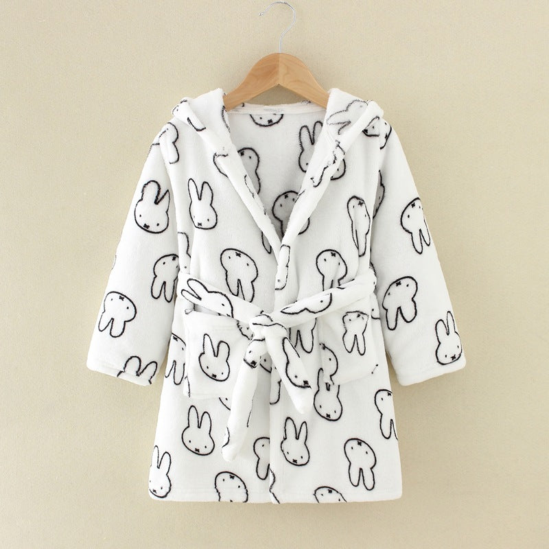 New Children's Clothing Home Clothes Male And Female Baby Bathrobe Cartoon Flannel Hooded Children's Nightgown eprolo
