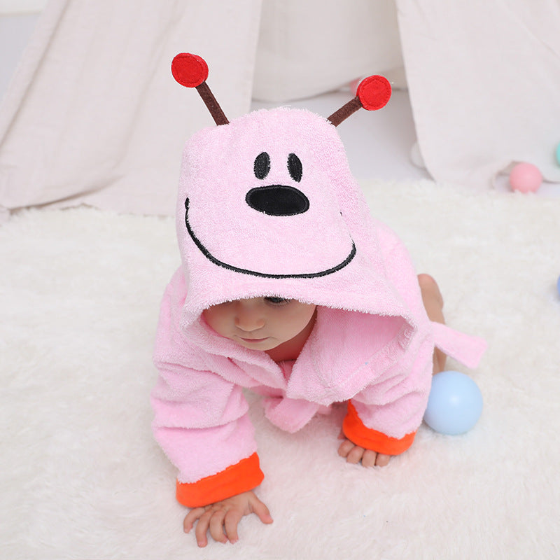 Children's Cardigan Hooded Animal Bathrobe Baby Home Clothes Cotton Towel Material Baby Absorbent Bath Towel eprolo