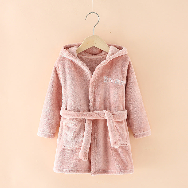 New Children's Clothing Home Clothes Male And Female Baby Bathrobe Cartoon Flannel Hooded Children's Nightgown eprolo