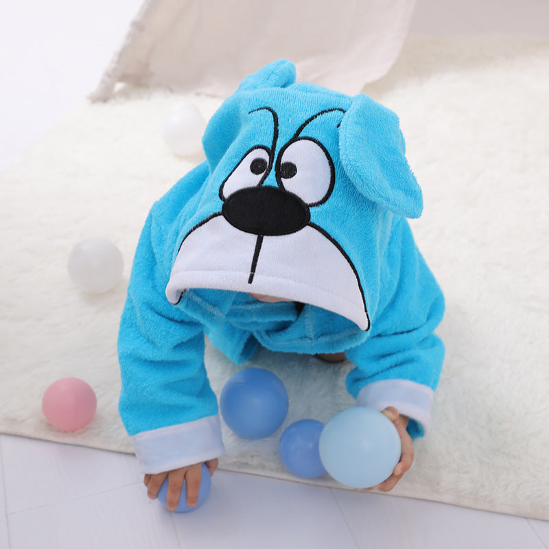 Children's Cardigan Hooded Animal Bathrobe Baby Home Clothes Cotton Towel Material Baby Absorbent Bath Towel eprolo
