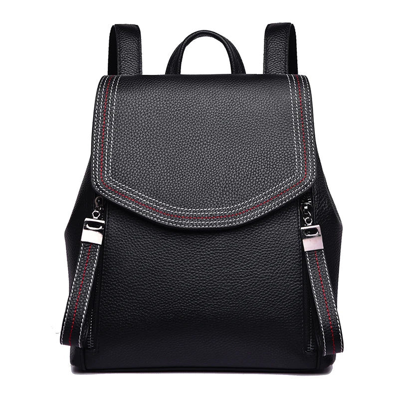 Fashion Thread Women Backpack Designer Genuine Leather Backpack Female Large Capacity Bookbag Simple Back Pack Mochila Feminina sariiholidaycouture