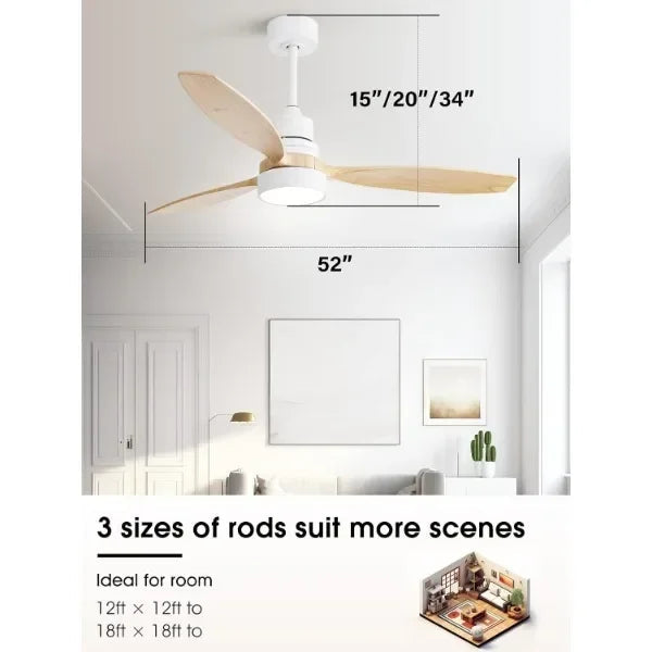 Sofucor 52" Ceiling Fan with Lights Remote Control sariiholidaycouture