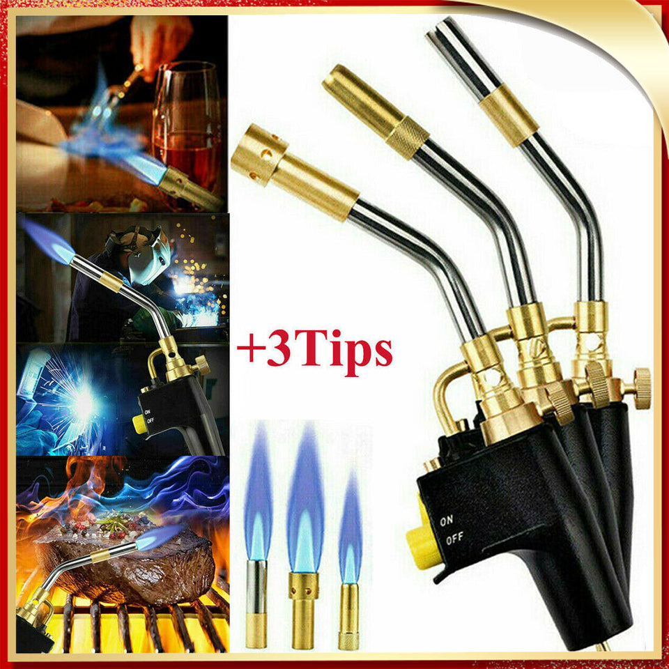 Propane Mapp Gas Blow Torch Welding Soldering Brazing Plumbers Tool 3 Tips GB sariiholidaycouture